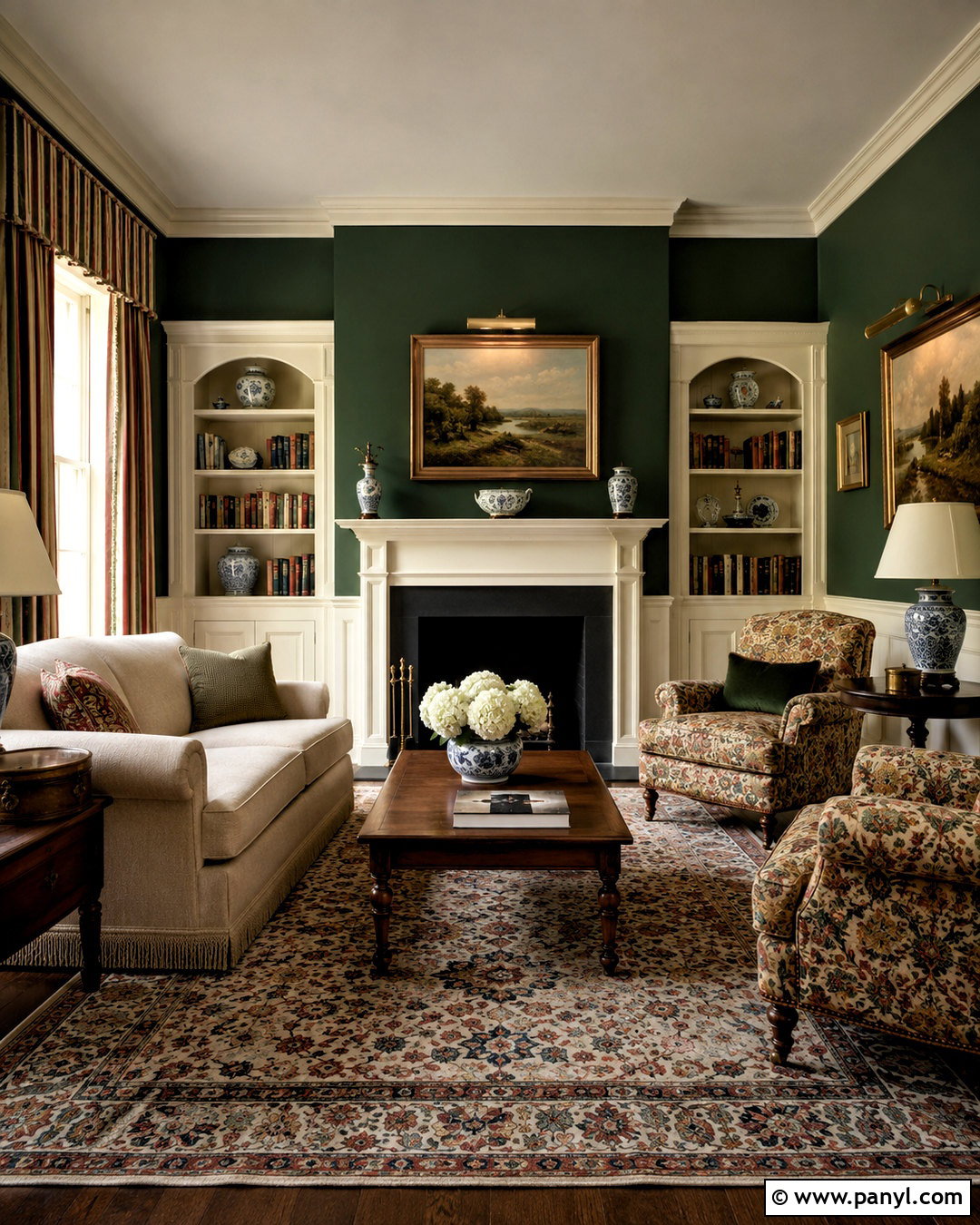 Traditional Dark Green Lounge - 20 dark green lounge ideas
