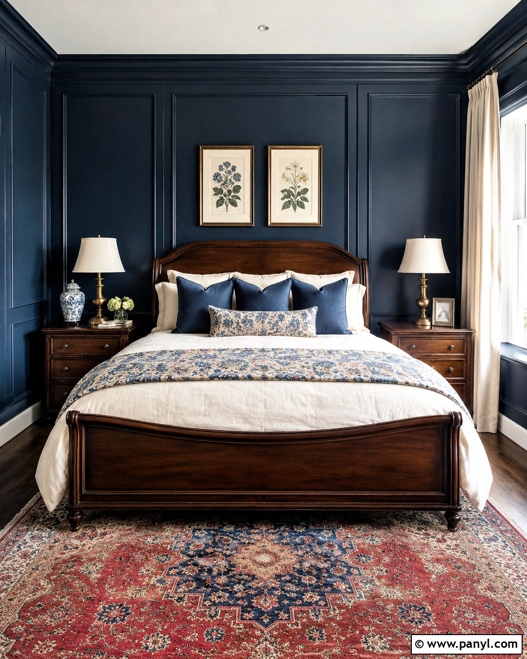 Traditional Dark Navy Bedroom - 20 dark navy bedroom ideas