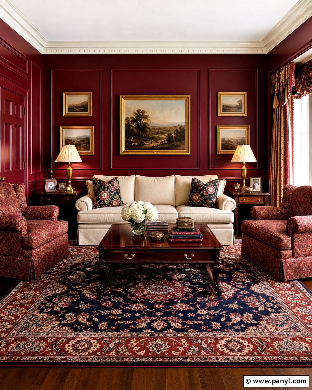 Traditional Dark Red Living Room - 20 dark red living room ideas