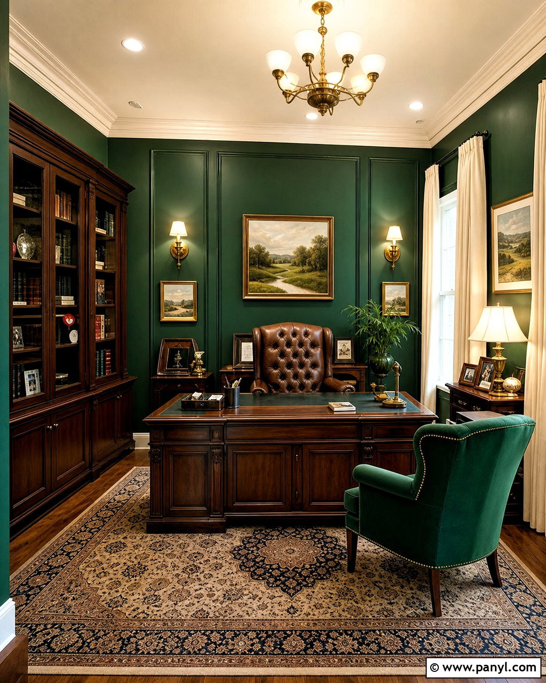 Traditional Emerald Green Office - 20 emerald green office ideas