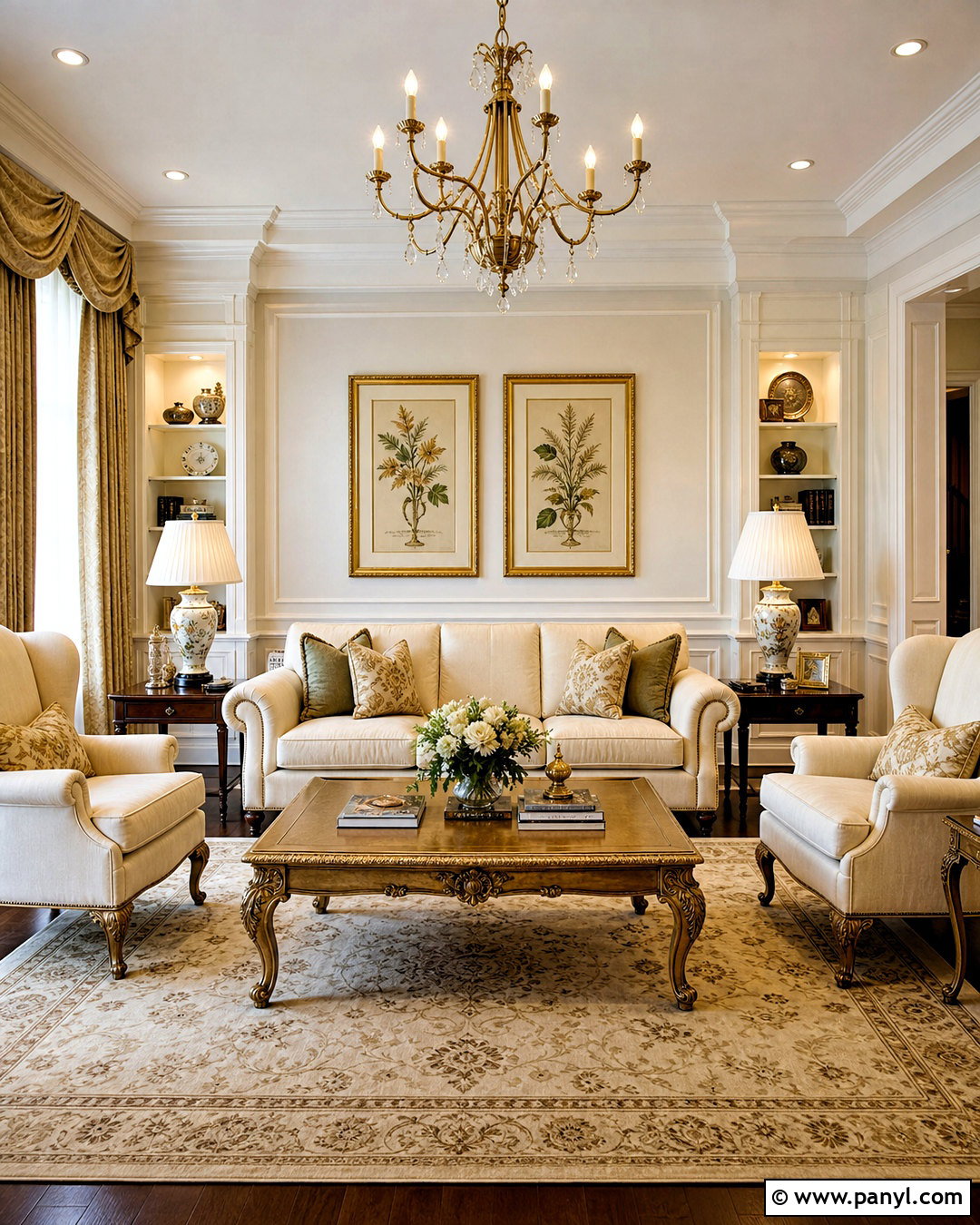 Traditional Gold And White Living Room - 20 gold and white living room ideas