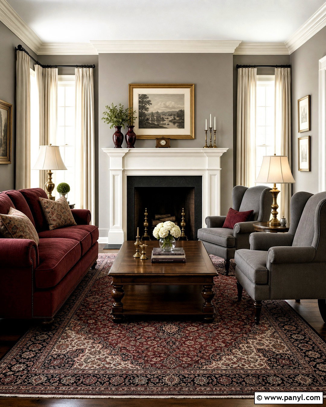 Traditional Grey And Burgundy Living Room - 20 grey and burgundy living room ideas