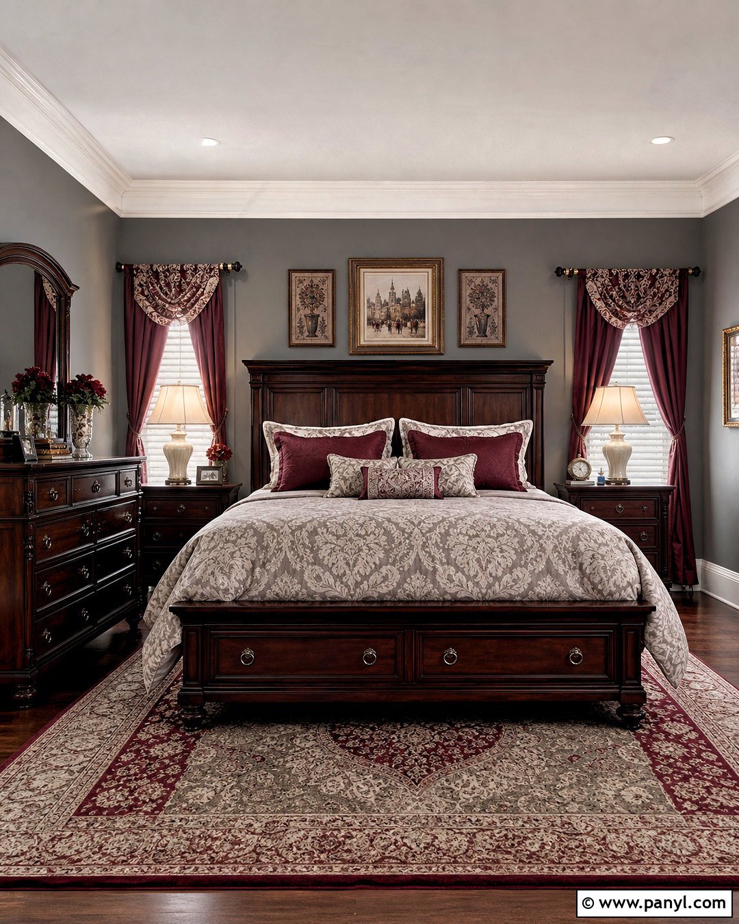 Traditional Grey And Maroon Bedroom - 20 grey and maroon bedroom ideas