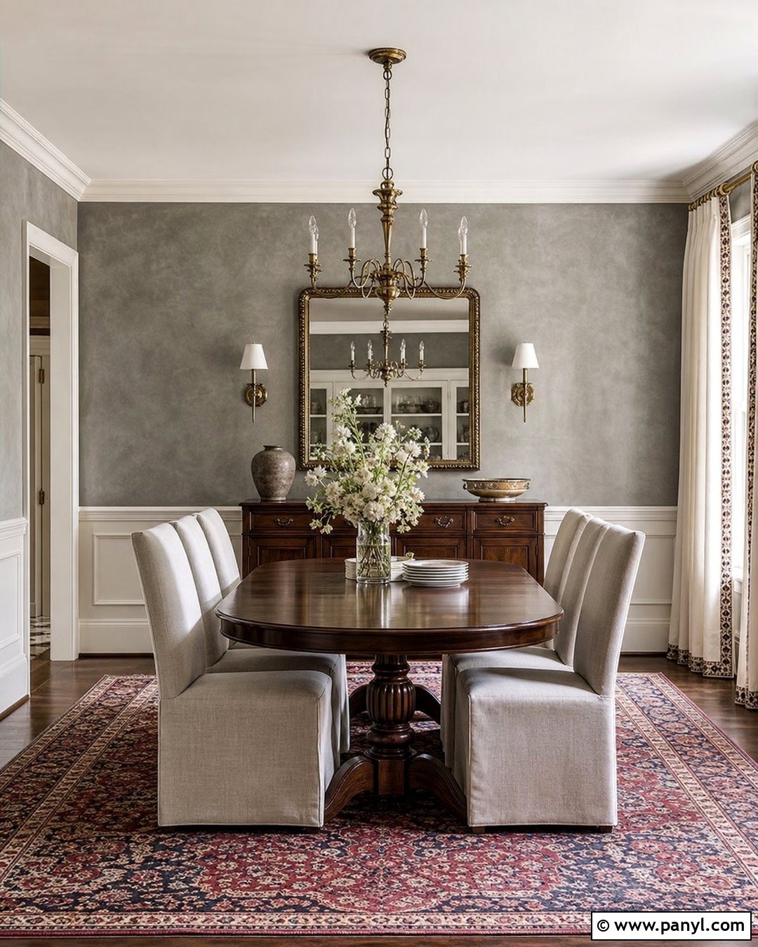 Traditional Grey Limewash Dining Room - 25 Limewash Grey Wall Ideas