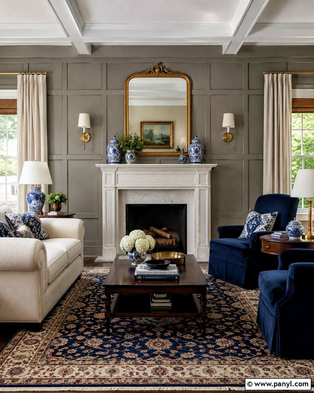 Traditional Grid Fireplace Wall - 20 board and batten fireplace wall ideas