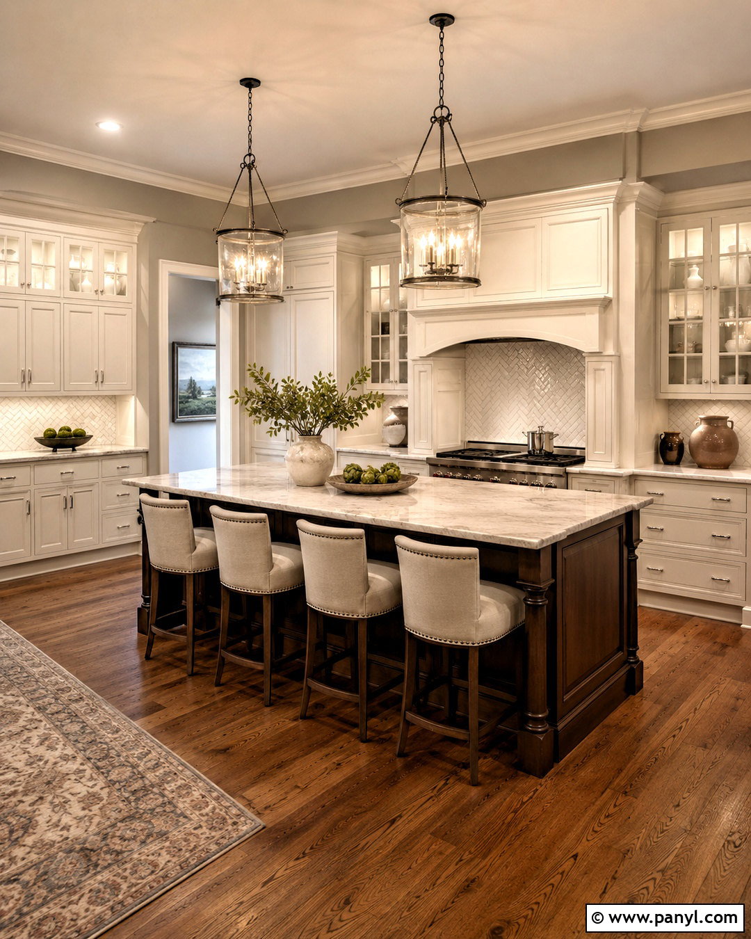 Traditional Kitchen With White Cabinets And Grey Walls - 20 White Cabinets Grey Walls