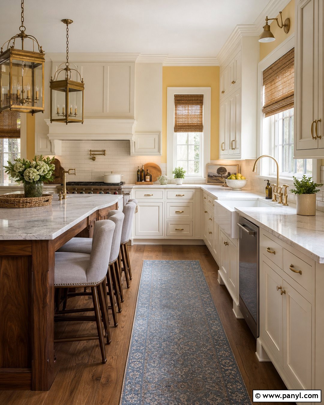 Traditional Kitchen With Yellow Walls - 30 Kitchen Yellow Walls