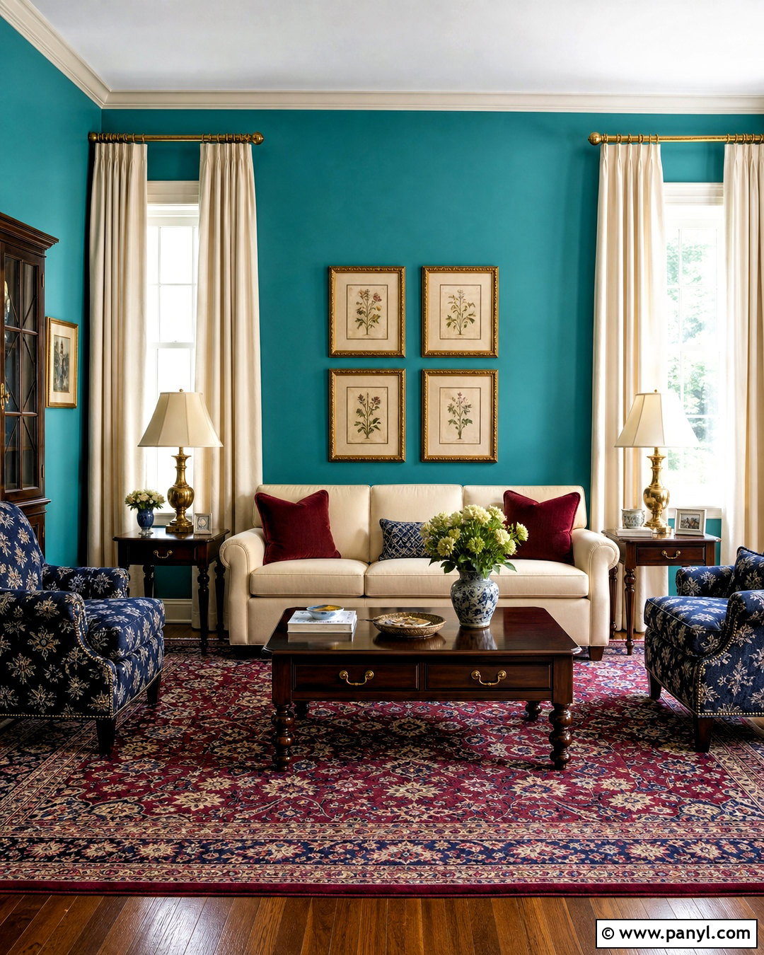 Traditional Living Room With Turquoise Walls - 20 turquoise walls living room ideas