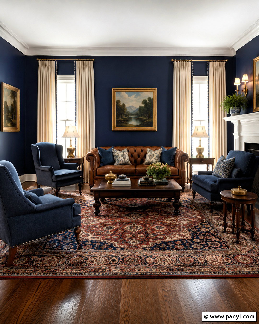 Traditional Navy And Brown Living Room - 20 navy blue and brown living room ideas