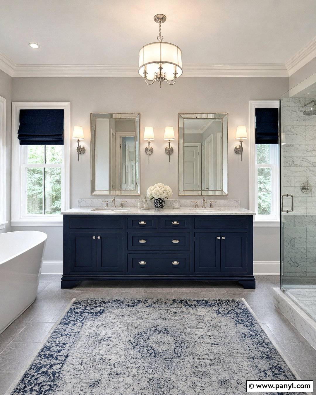 Traditional Navy And Gray Bathroom - 20 blue and grey bathroom ideas