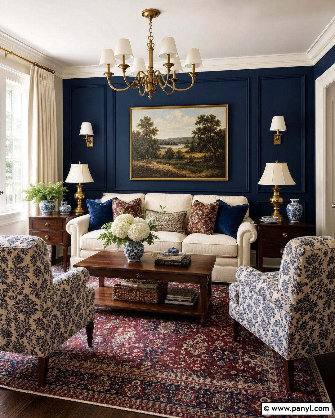 Traditional Navy Blue Accent Wall - 35 navy blue accent wall living room ideas