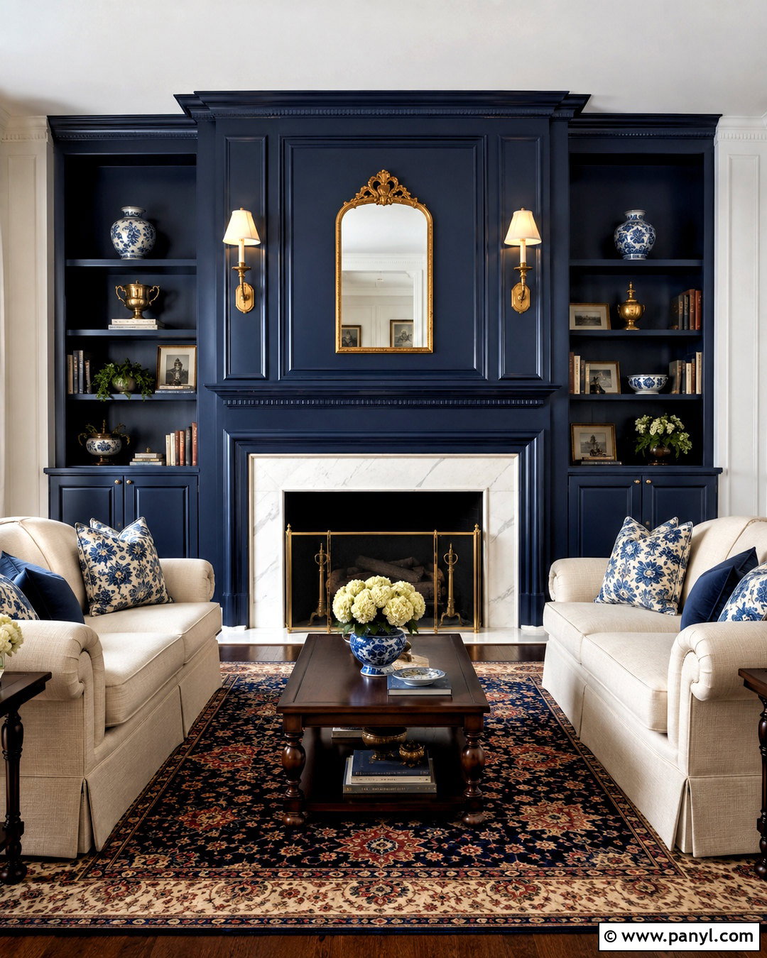 Traditional Navy Blue Fireplace - 20 navy blue fireplace ideas