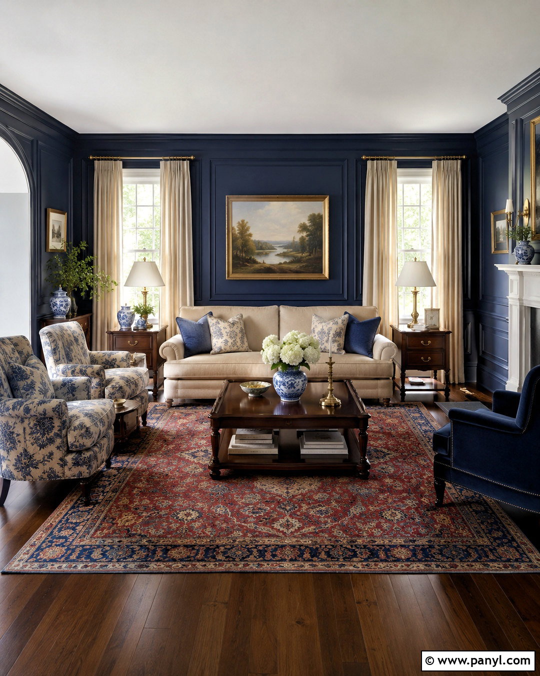 Traditional Navy Feature Wall - 20 navy feature wall living room ideas