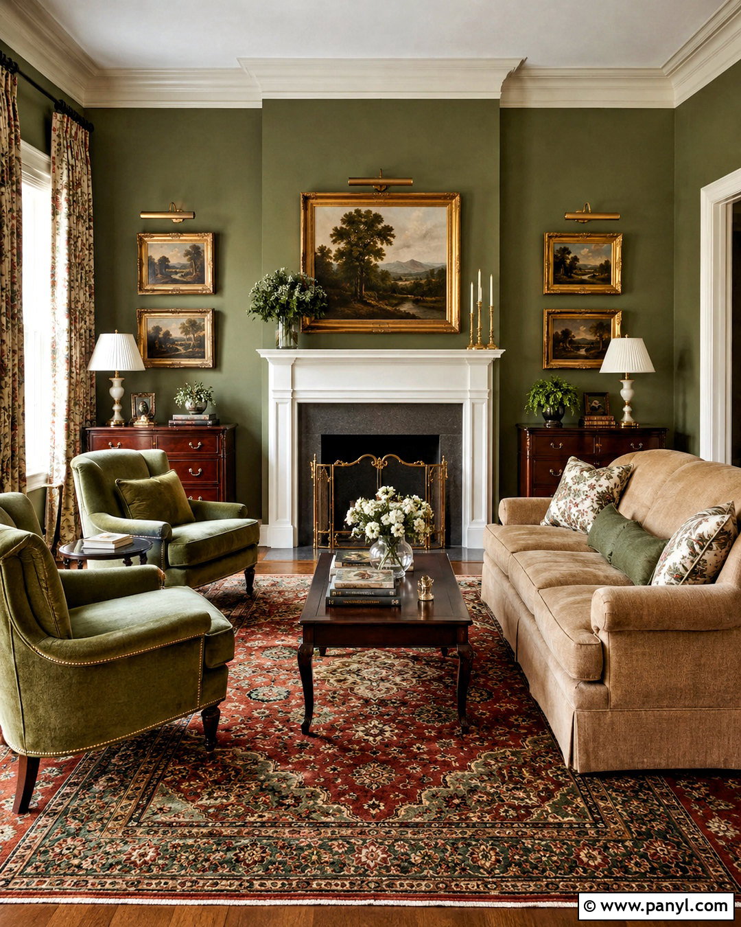 Traditional Olive Green Living Room - 20 olive green living room ideas