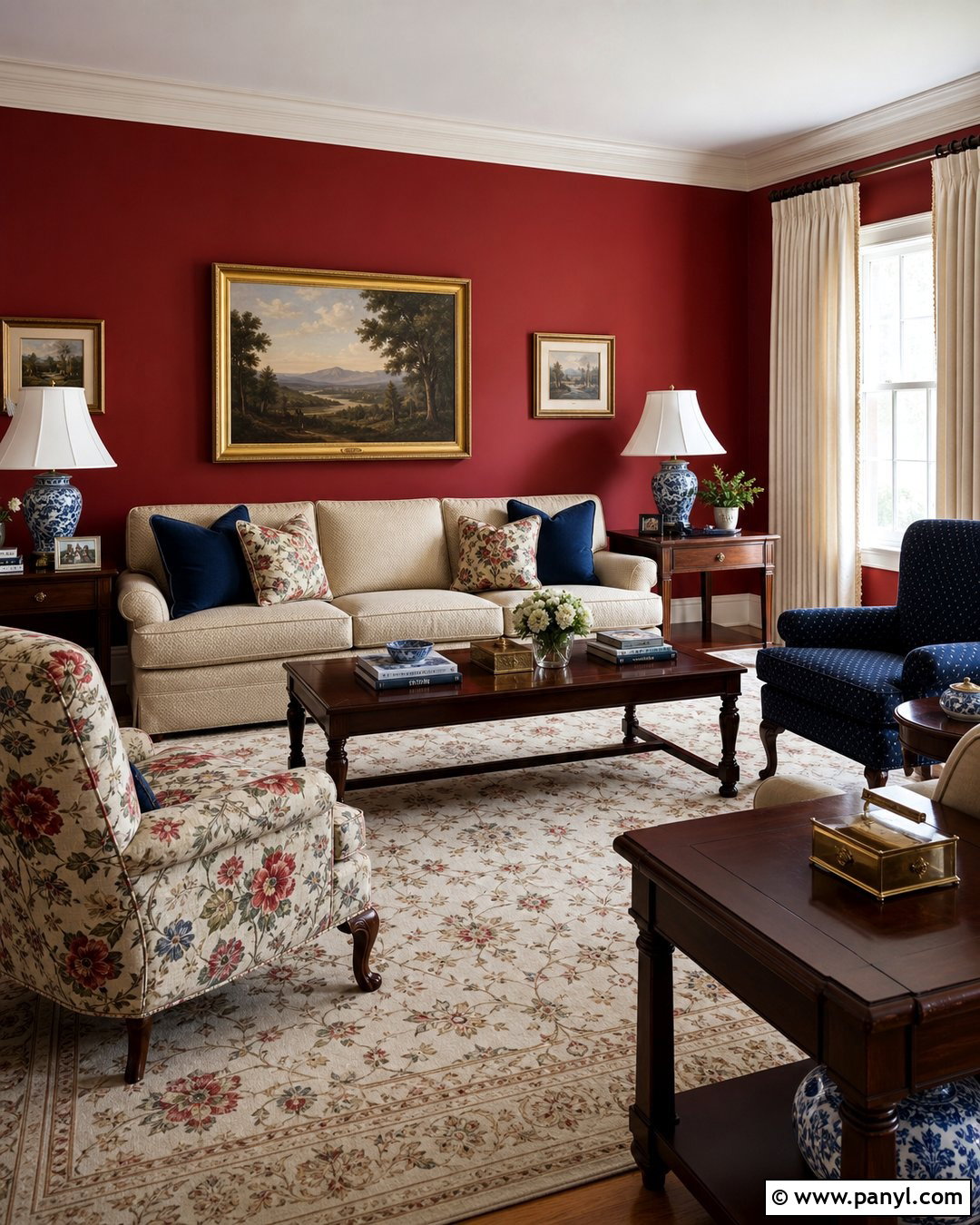 Traditional Red Accent Wall Sitting Room - 20 Empty Room With Red Accent Wall Ideas