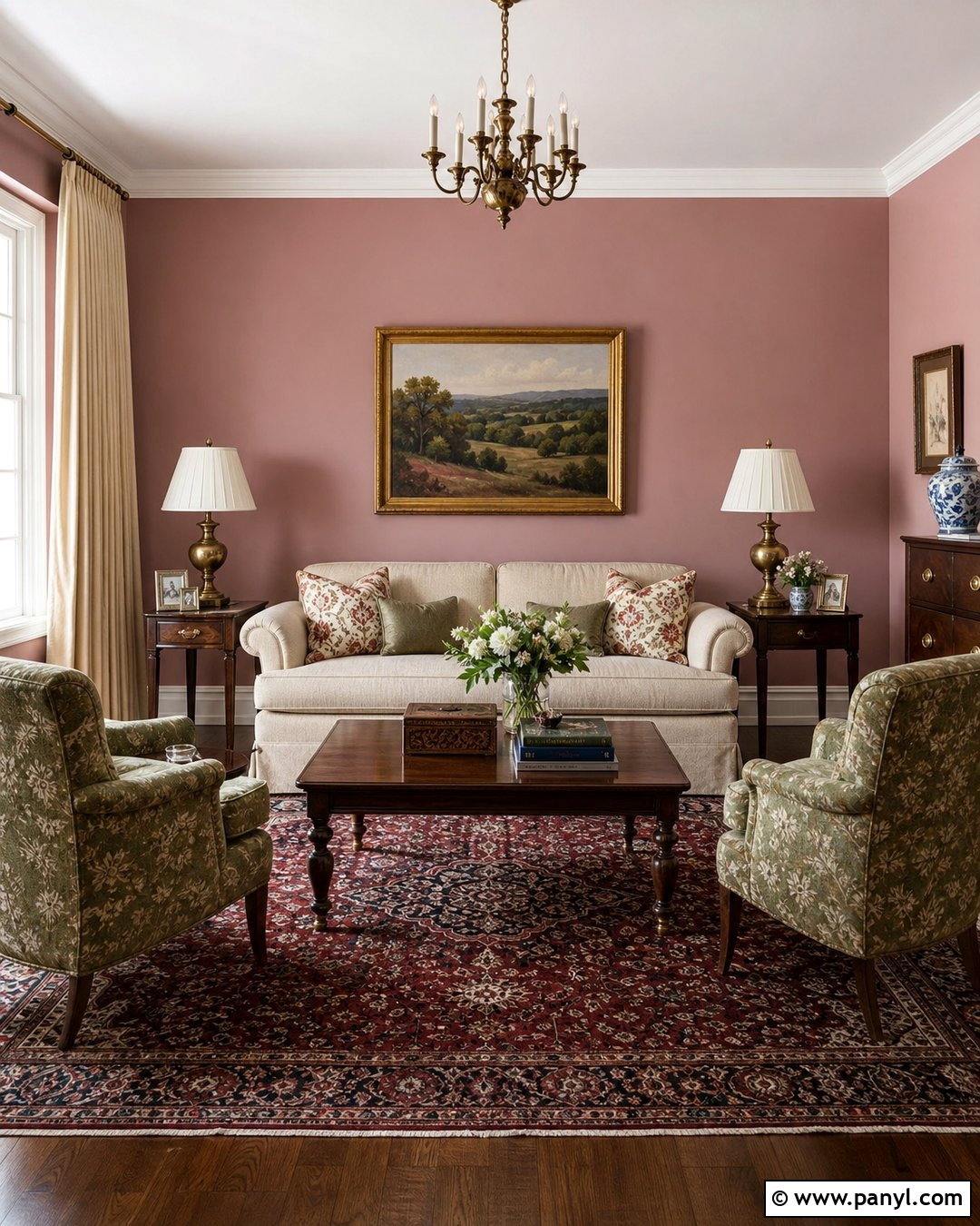Traditional Room With Dusty Pink Walls - 35 dusty pink walls