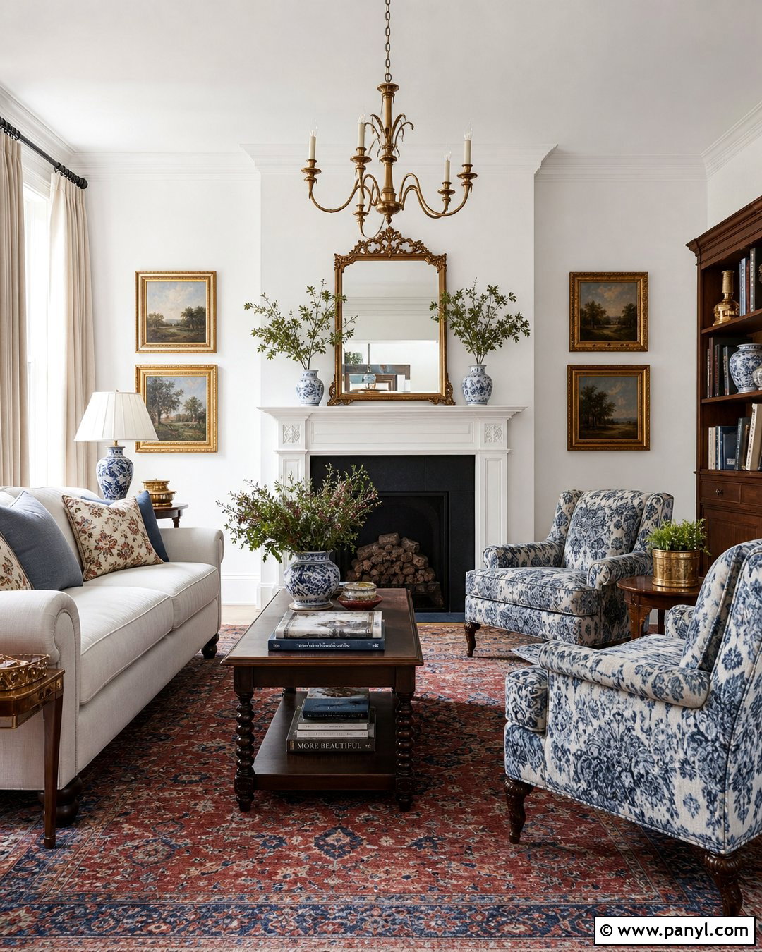 Traditional White Wall Living Room - 30 White Wall Interior Ideas