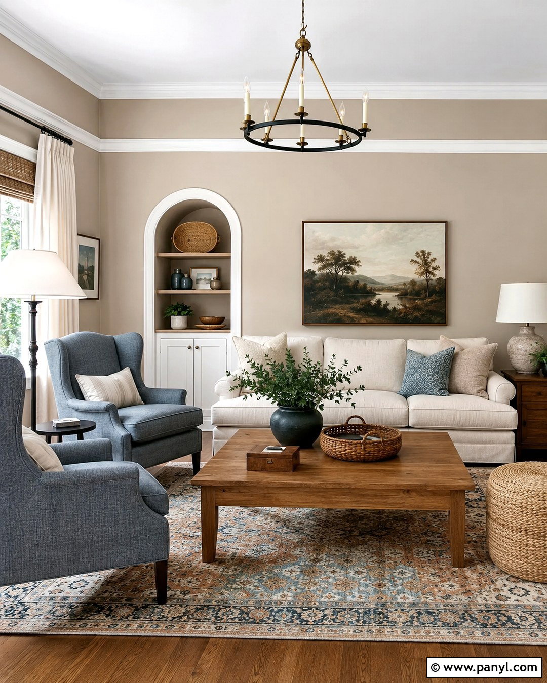 Transitional Room With Light Brown Walls And White Trim - 20 Light Brown Walls With White Trim Ideas