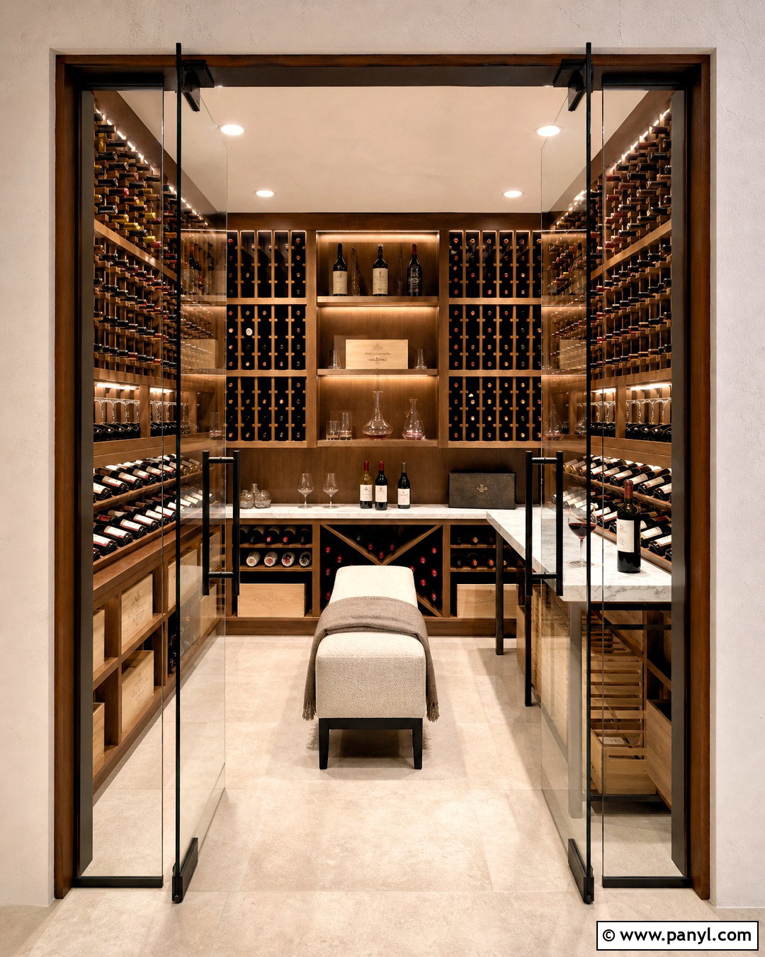 Transitional Wine Cellar - 20 high end custom residential wine cellars