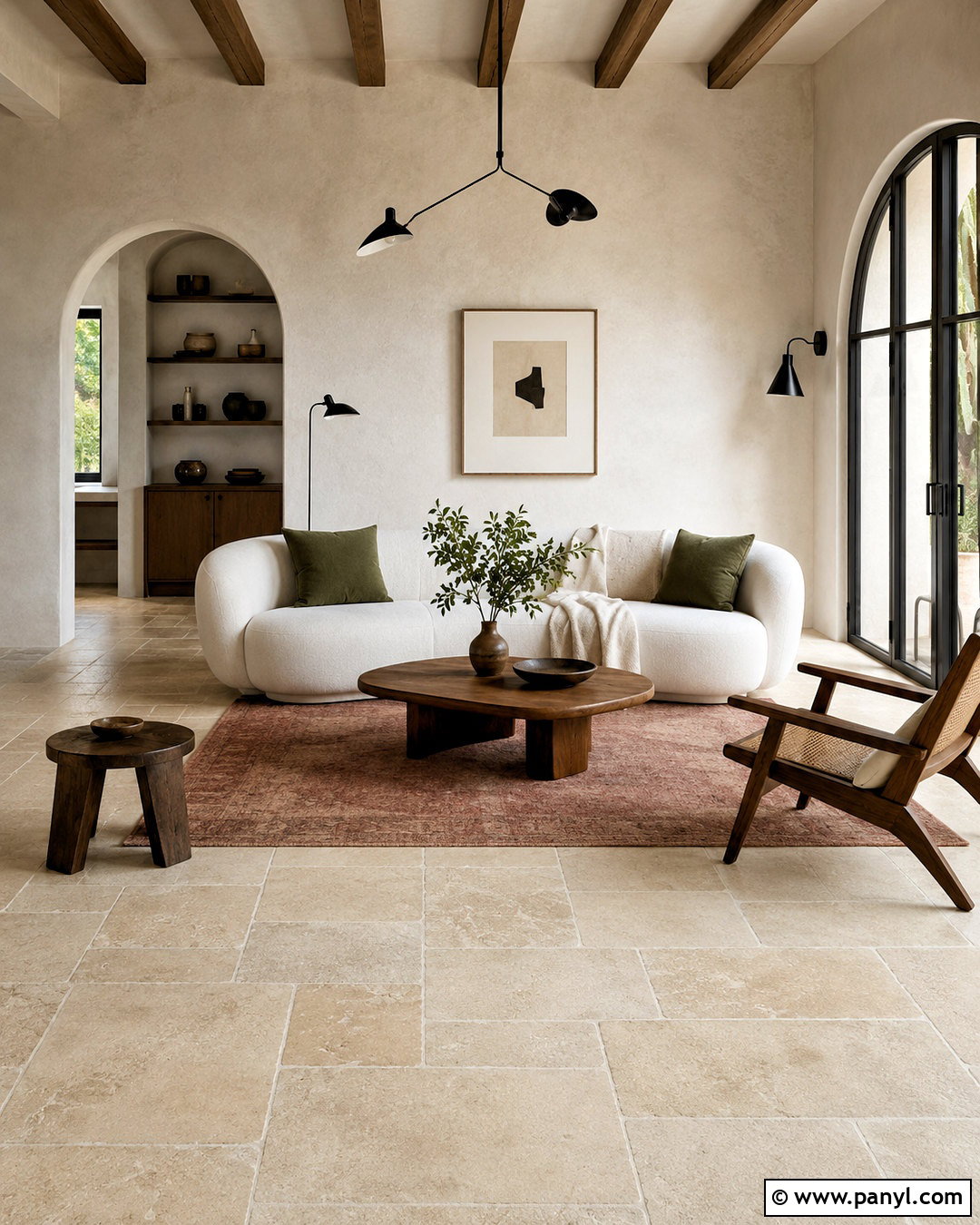 Travertine Look Ceramic Floor Tiles - 20 ceramic floor tiles living room ideas