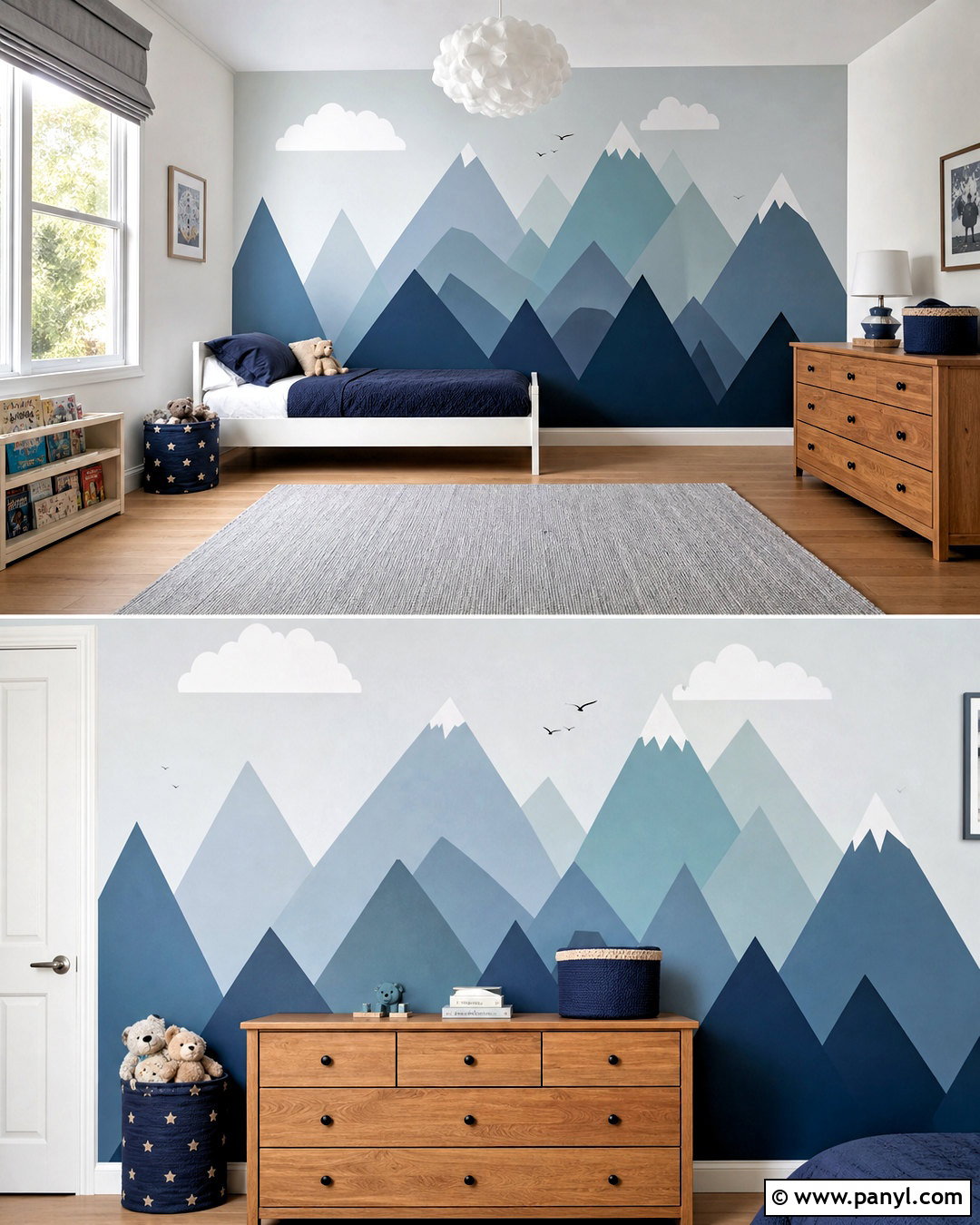 Triangle Mountain Wall Mural - 20 triangle wall design ideas