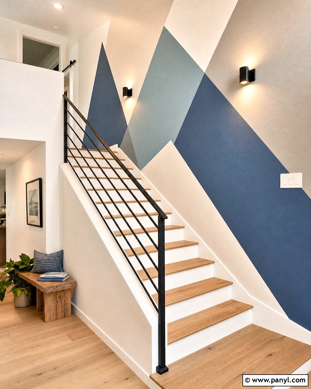 Triangle Staircase Wall - 20 triangle wall design ideas
