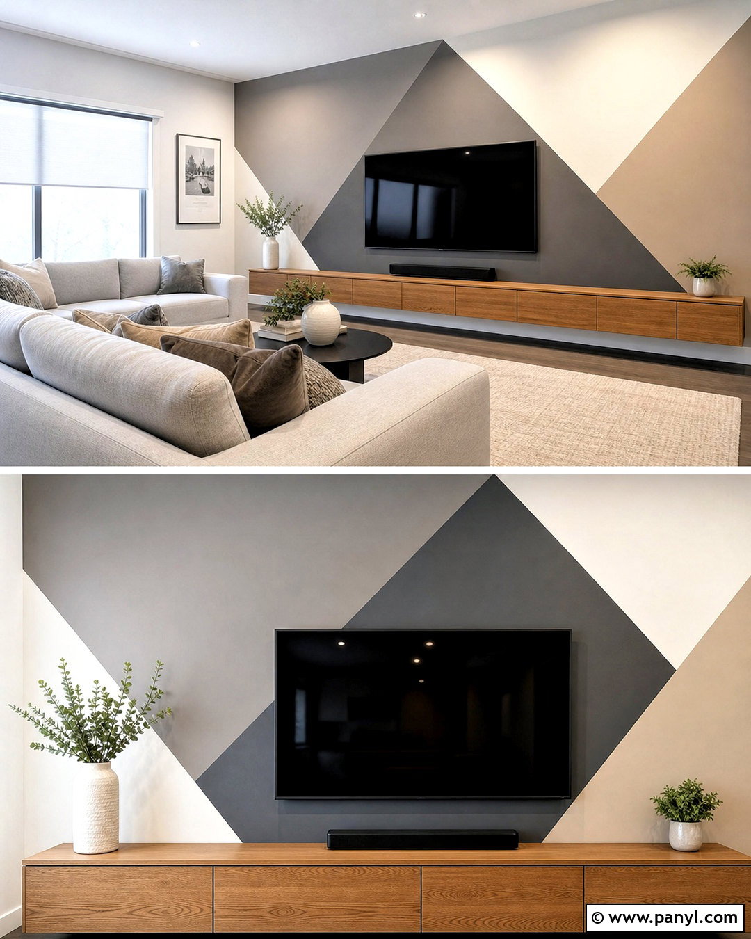 Triangle TV Wall - 20 triangle wall design ideas