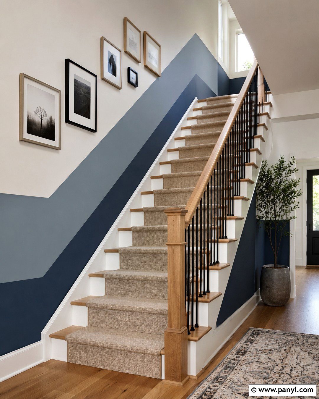 Tricolor Staircase Wall - 20 Tricolor Wall Ideas