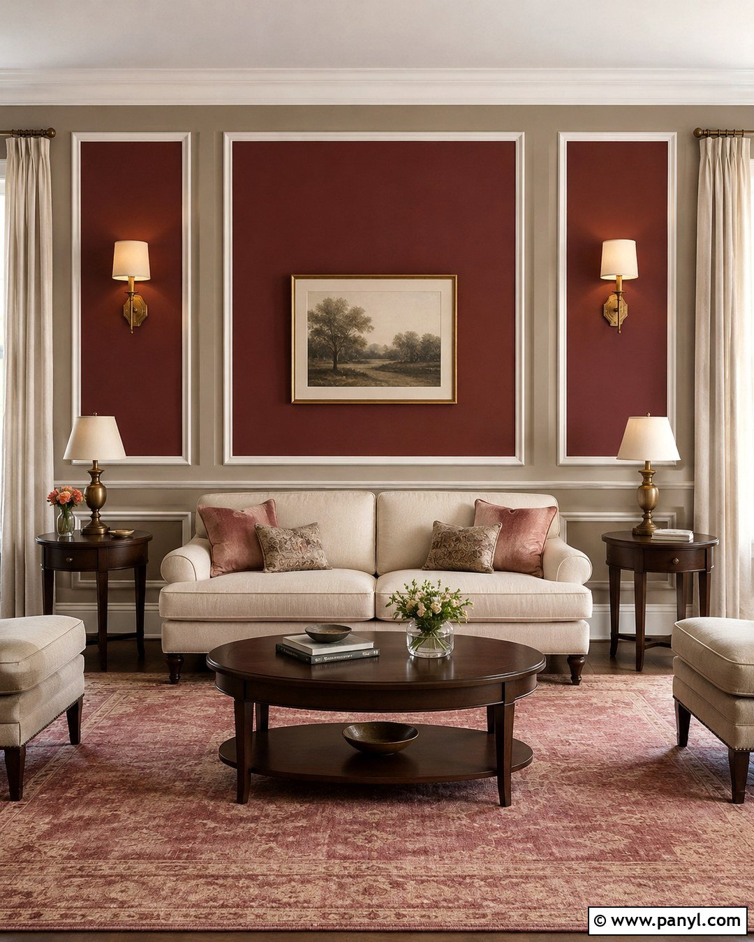 Tricolor Wall With Picture Frame Molding - 20 Tricolor Wall Ideas