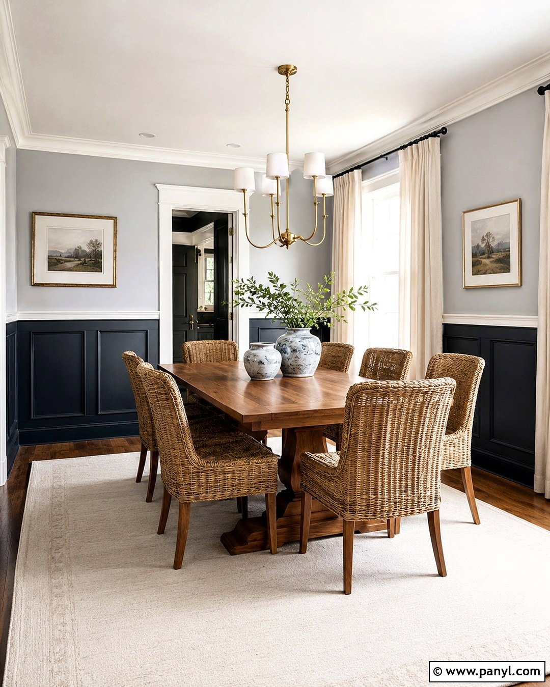 Tricolor Wall With Wainscoting - 20 Tricolor Wall Ideas