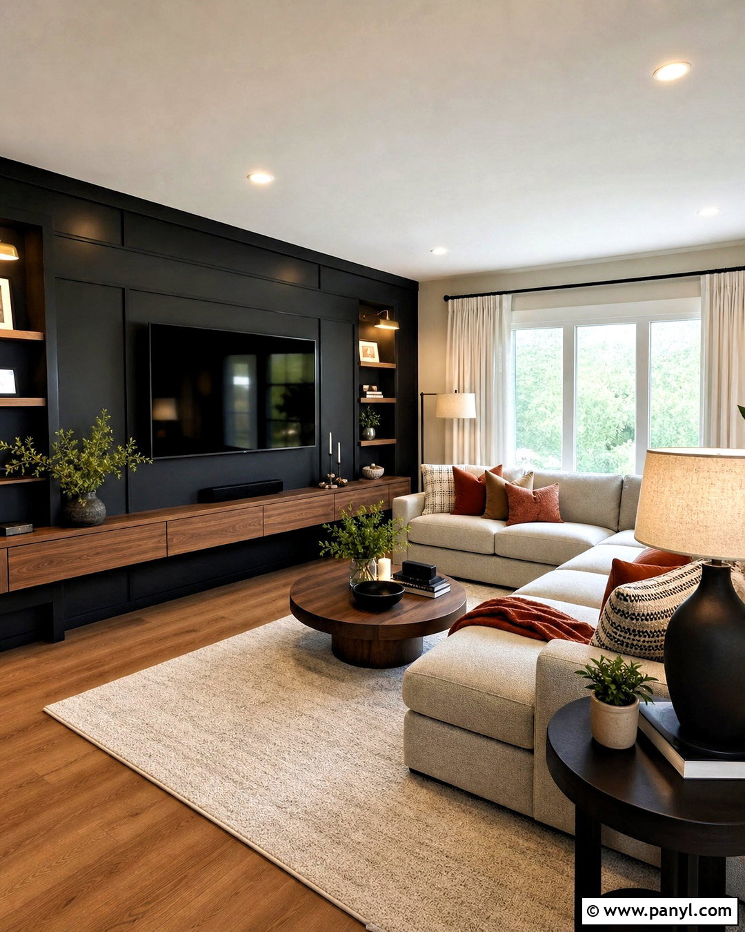 Tricorn Black TV Media Wall - 20 tricorn black accent wall ideas