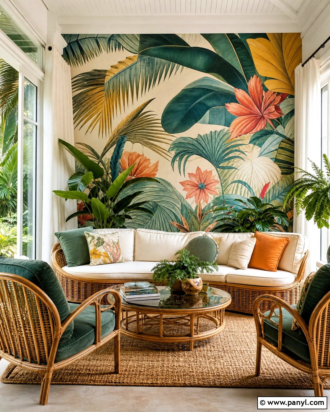 Tropical Botanical Wall Mural - 20 70s wall mural ideas