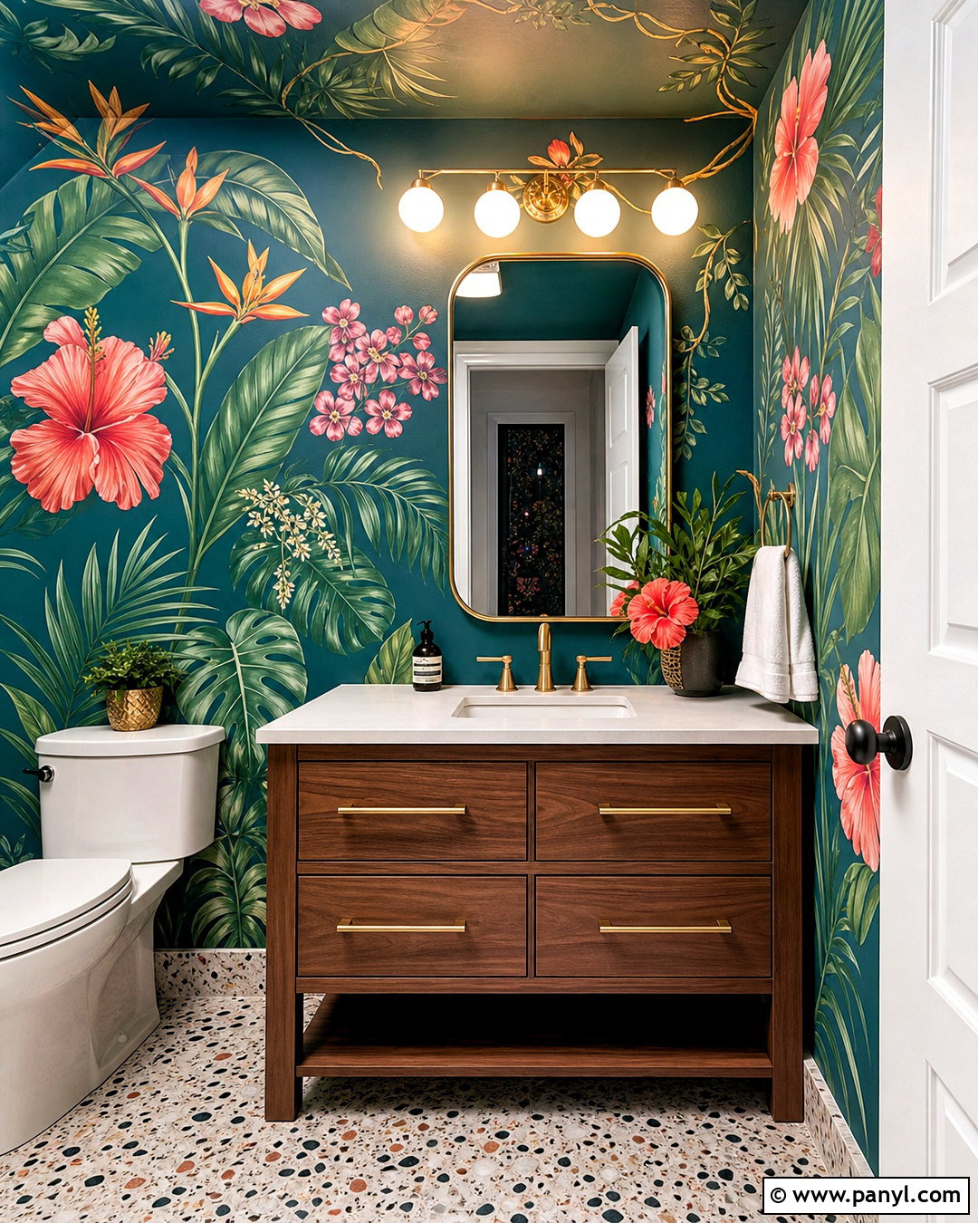 Tropical Floral Wall Painting - 20 floral wall painting ideas