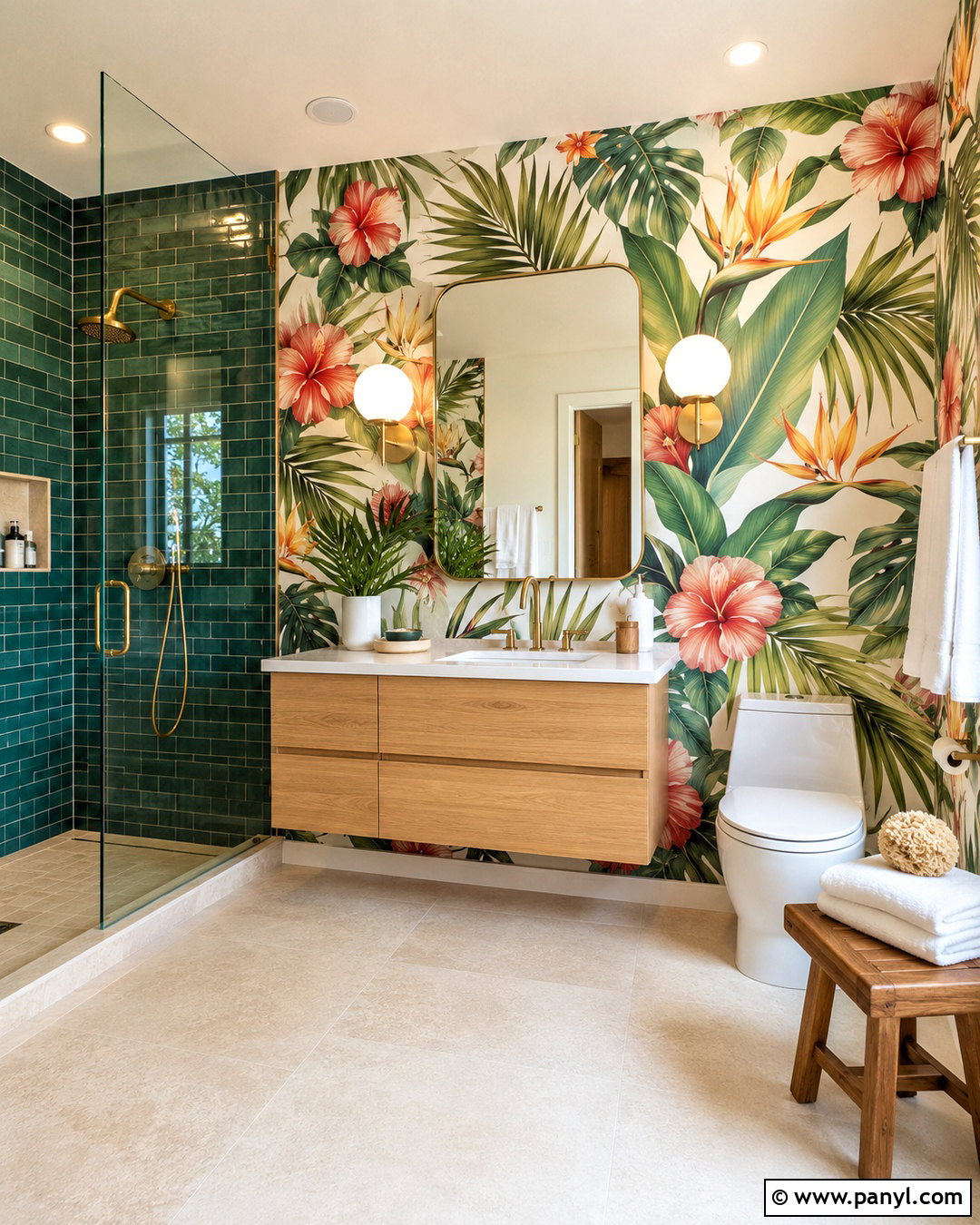 Tropical Floral Wallpaper Bathroom - 20 large floral wallpaper ideas
