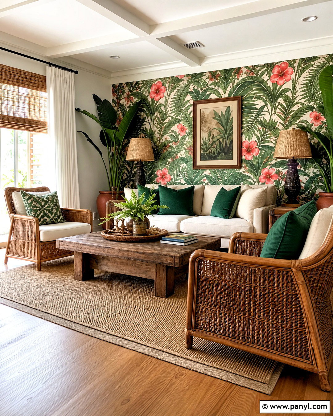 Tropical Floral Wallpaper - 20 floral wallpaper living room ideas