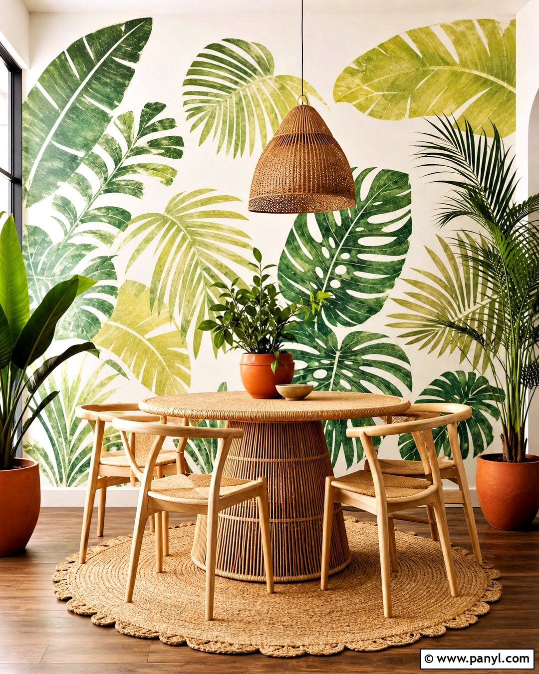 Tropical Leaf Spray Paint Wall - 20 spray paint wall ideas