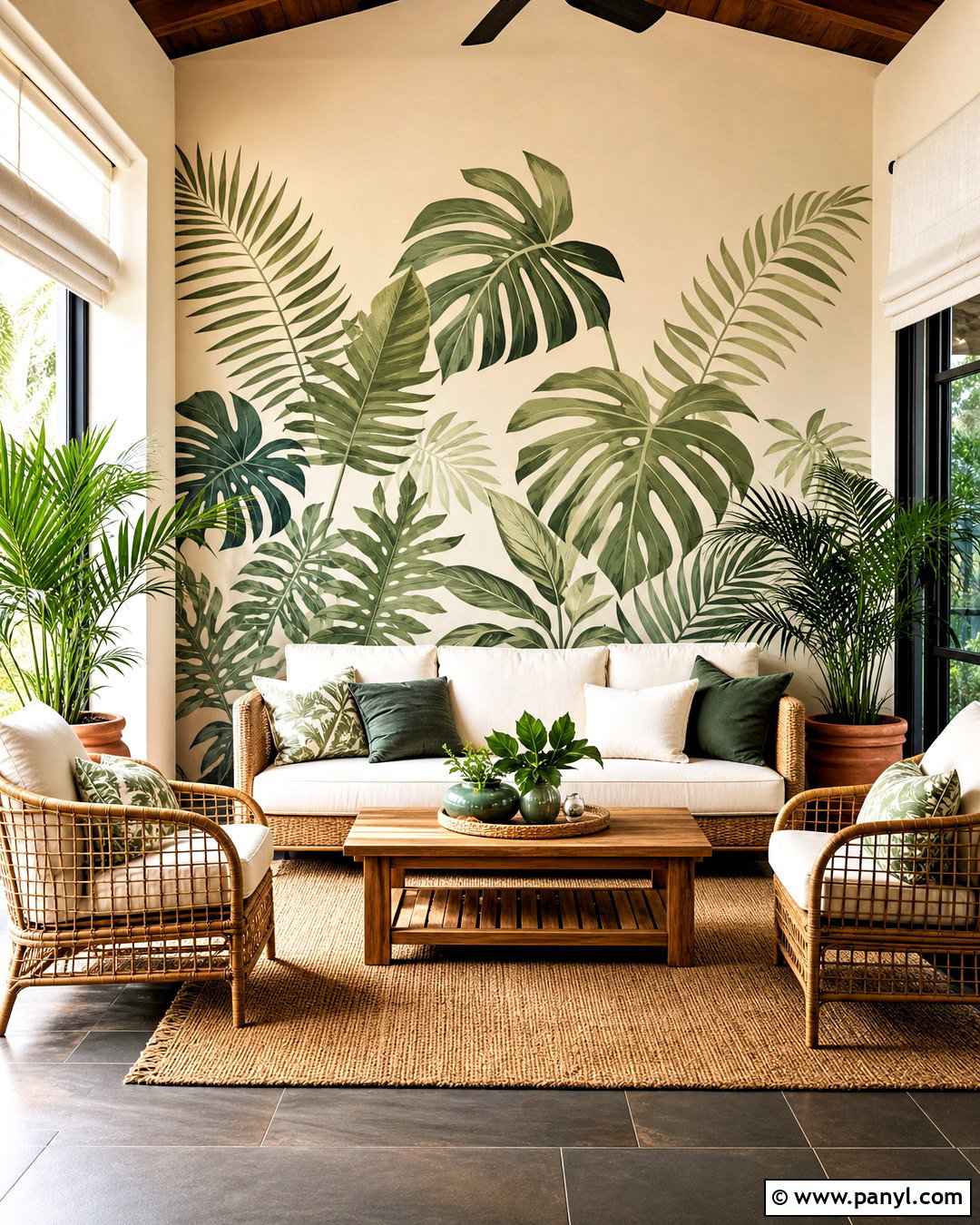 Tropical Wall Stencil For Sunroom - 20 wall stencil ideas