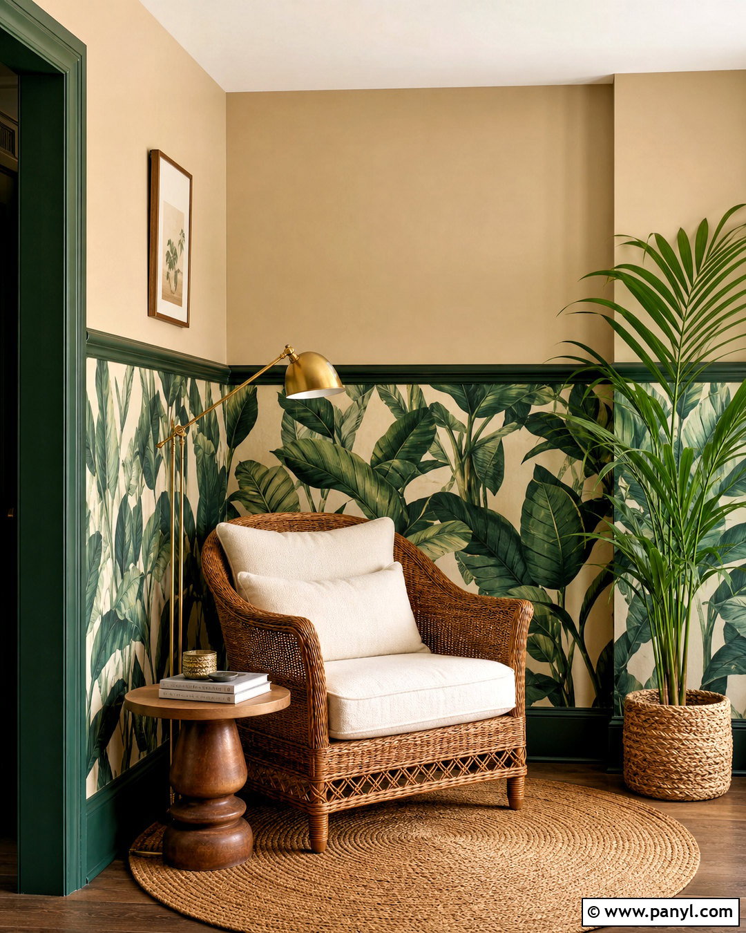 Tropical Wallpaper In A Reading Nook - 20 wallpaper on bottom half of wall ideas