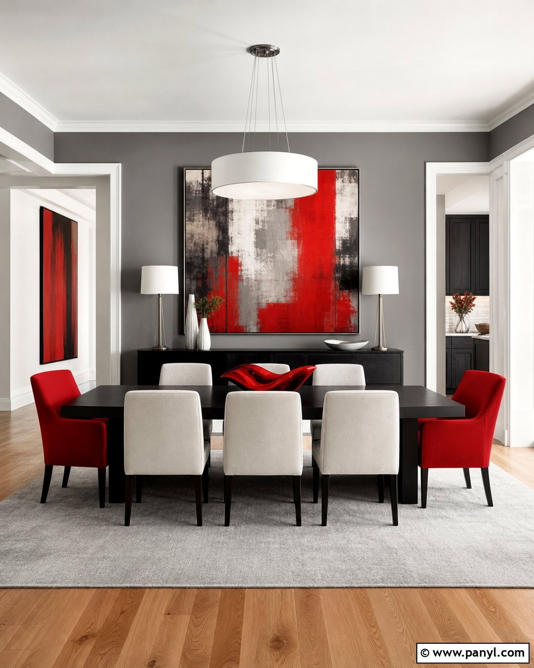 True Red With Gray Walls - 35 Accent Colors With Gray Walls