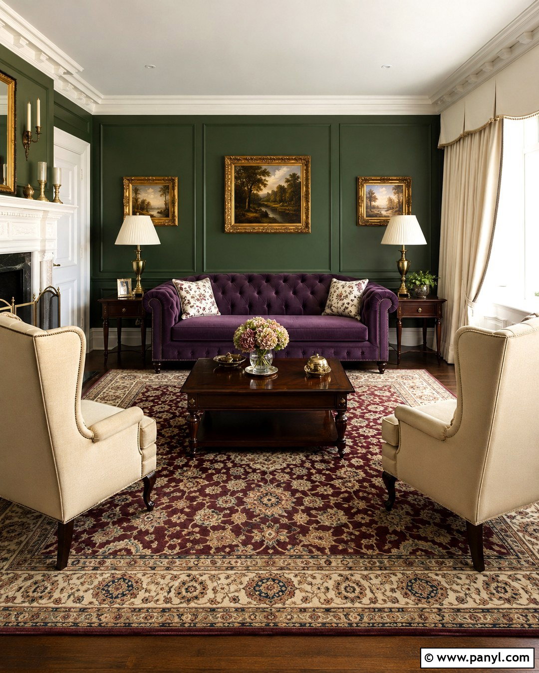 Tufted Purple Sofa With Hunter Green Walls - 20 Purple Sofa Green Walls