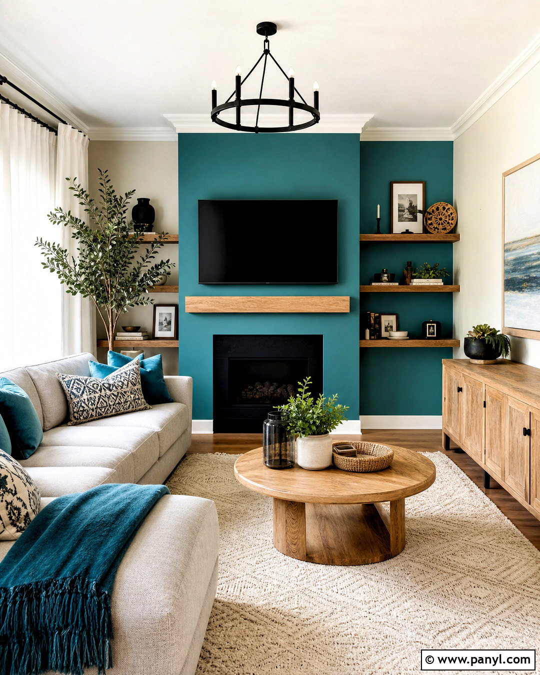 Turquoise Accent Wall Living Room - 20 turquoise living room ideas
