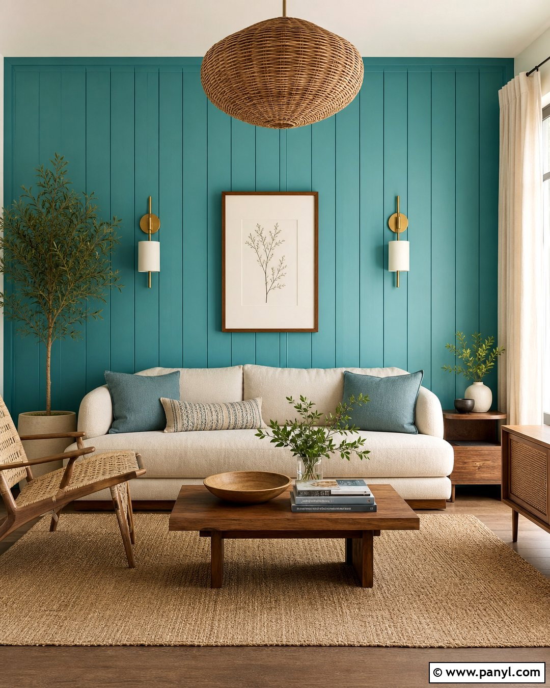 Turquoise Accent Wall With Wood Panels - 30 turquoise accent wall ideas