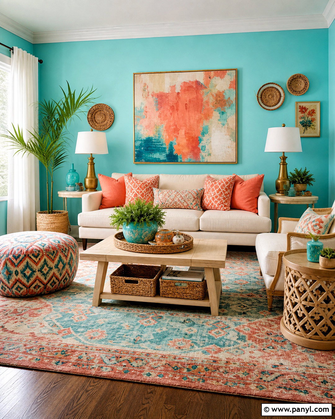 Turquoise And Coral Living Room - 20 turquoise living room ideas