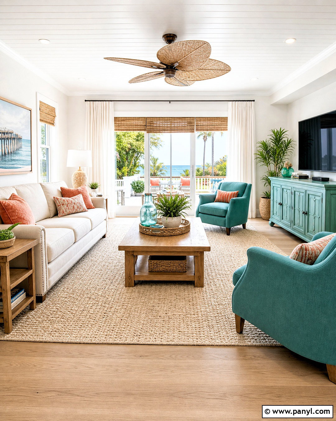 Turquoise And Natural Oak Beach House Palette - 20 beach house color palette ideas