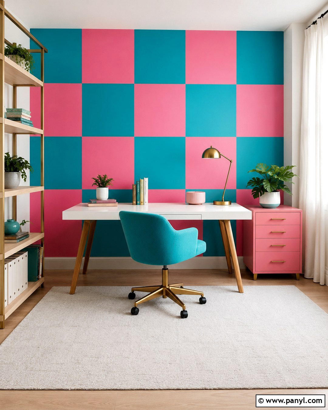 Turquoise And Pink Checkerboard Wall - 20 Turquoise And Pink Wall Ideas