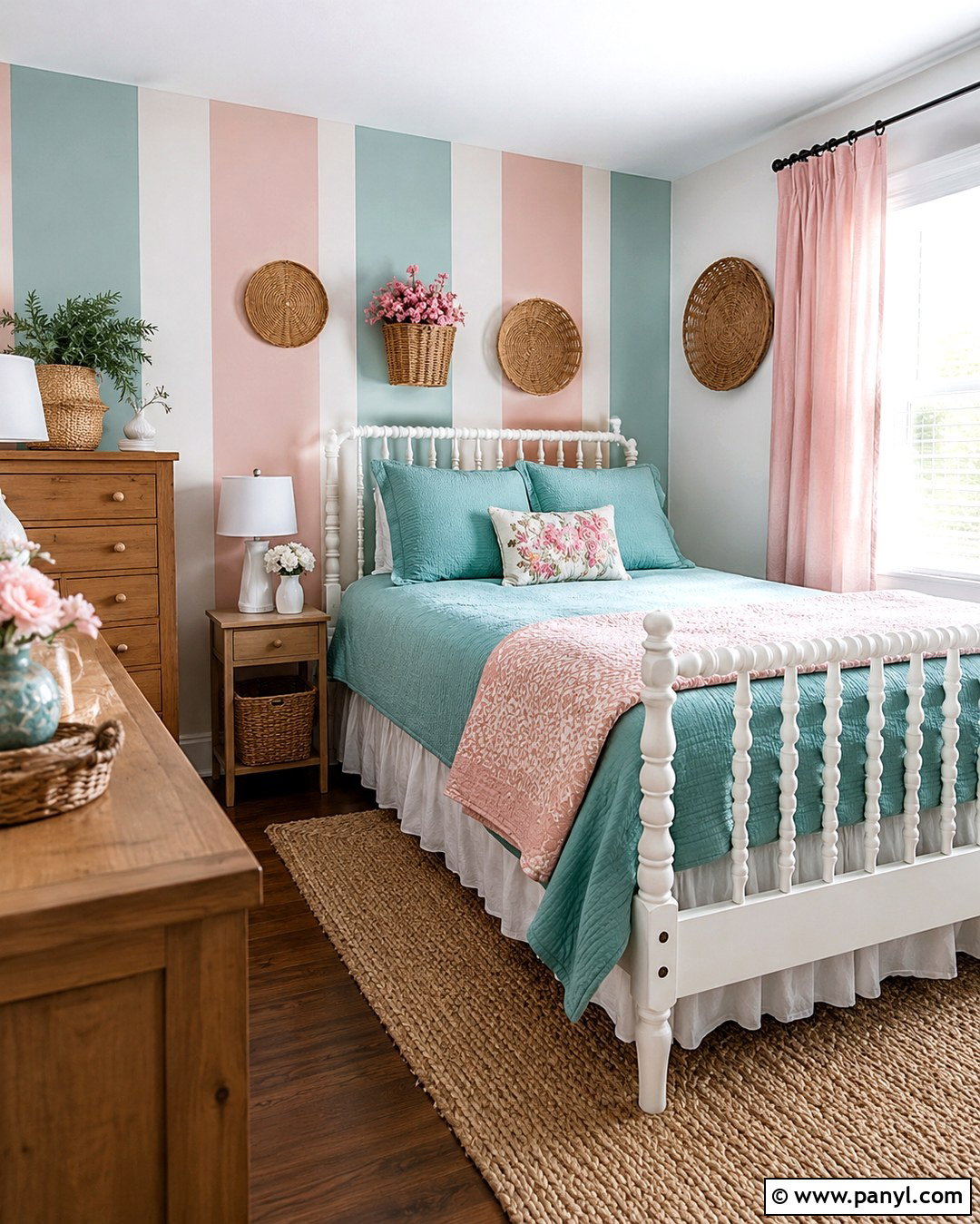 Turquoise And Pink Striped Wall - 20 Turquoise And Pink Wall Ideas