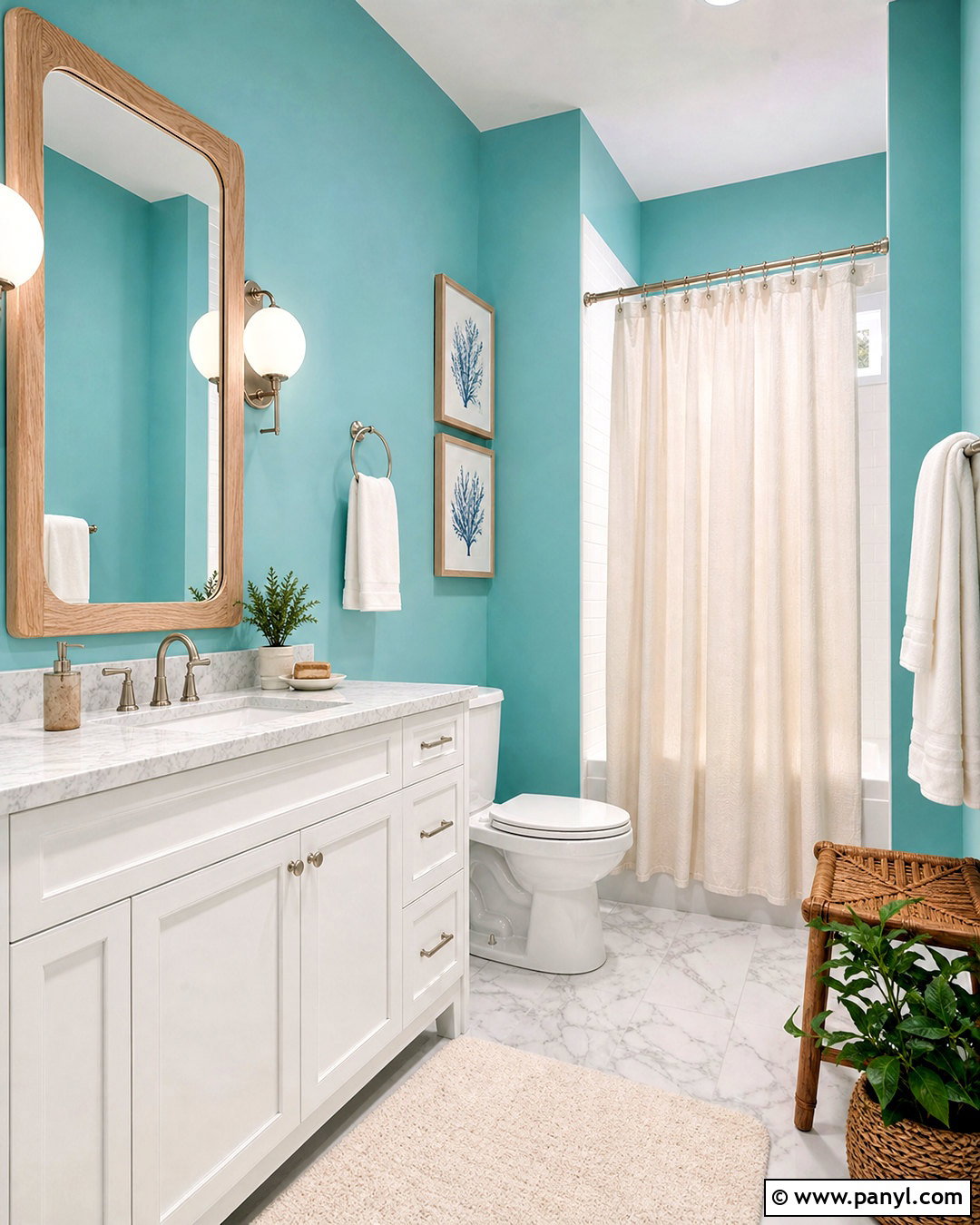 Turquoise Bathroom Walls With White Marble - 20 turquoise walls