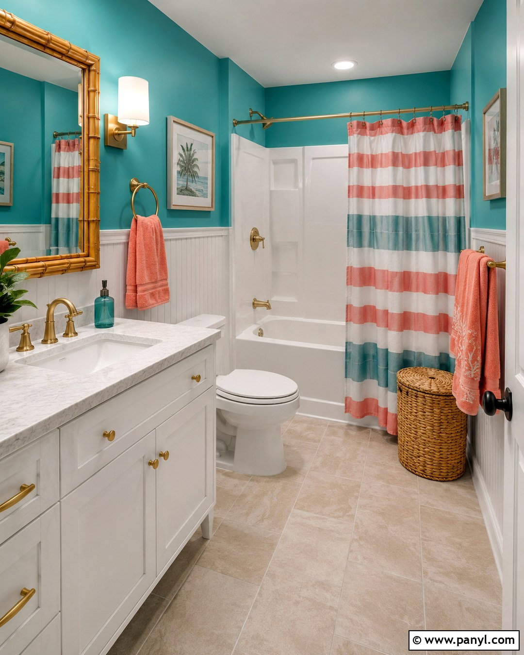 Turquoise Bathroom Walls - 20 Fun Bathroom Wall Colors