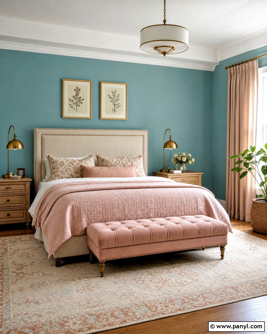 Turquoise Bedroom Walls With Blush Pink Decor - 20 turquoise walls