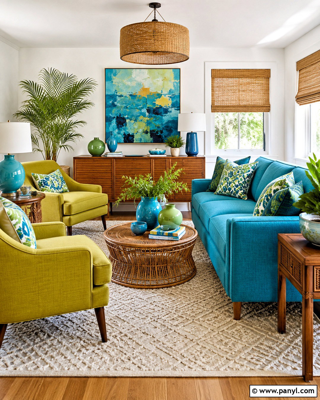 Turquoise Blue And Lime Green Living Room - 20 blue and green living room color scheme ideas